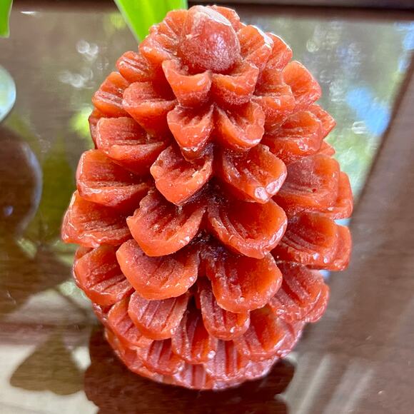 Vintage Red Pinecone Shaped Candle – 5” Tall Holiday Decor - Picture 5 of 10